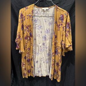 Andree Mustard Floral Kimono Top